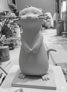 塗装前サーフェーサー仕上げのFRPキャラクターかわうそ