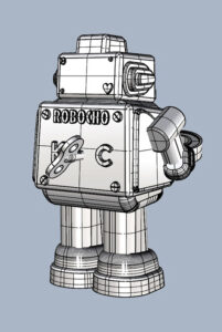 ロボットチョコキャラクター3Dモデル背面図