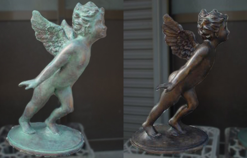 天使立体造形緑青エージング